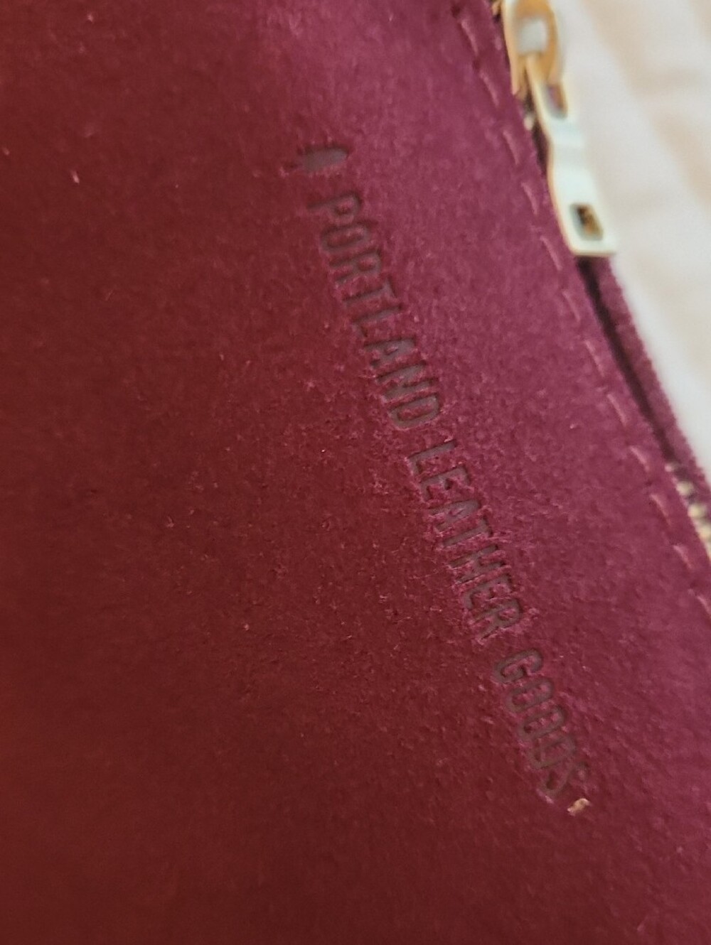 Portland Leather Women's Burgundy Suede Utility Pouch In SuperBloom color. - Picture 2 of 6